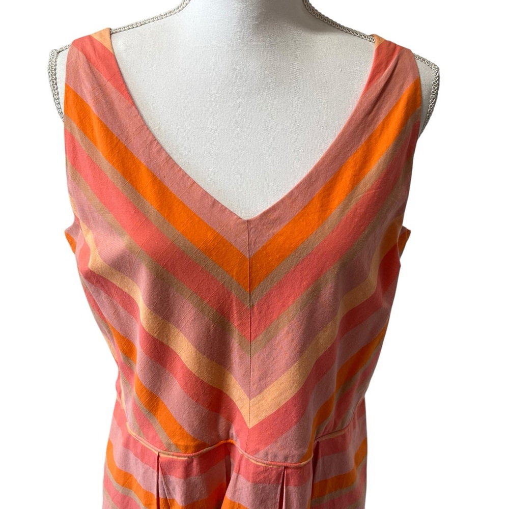 Lands End Striped Fit & Flare Sleeveless Dress Pink & Orange Sundress Size 12 - Picture 15 of 15